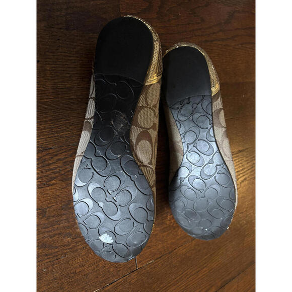 FLASH SALE!
Coach Women's Brown Signature Flats with Gold Sequin Toe - Picture 5 of 7
